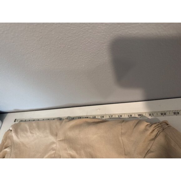 B Brand Womens Top Sz L Beige Ruched Collared Popover Tunic Beachy Minimalist - Picture 6 of 10